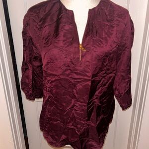 Elegant Burgundy Women's zip blouse by Ralph Lauren size XS